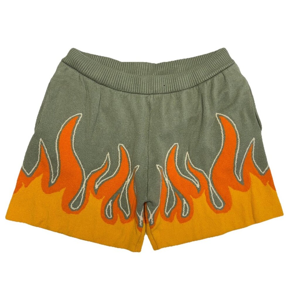 Rebel Minds Fleece Flame Shorts Mens Size L (29x5) Faded Green